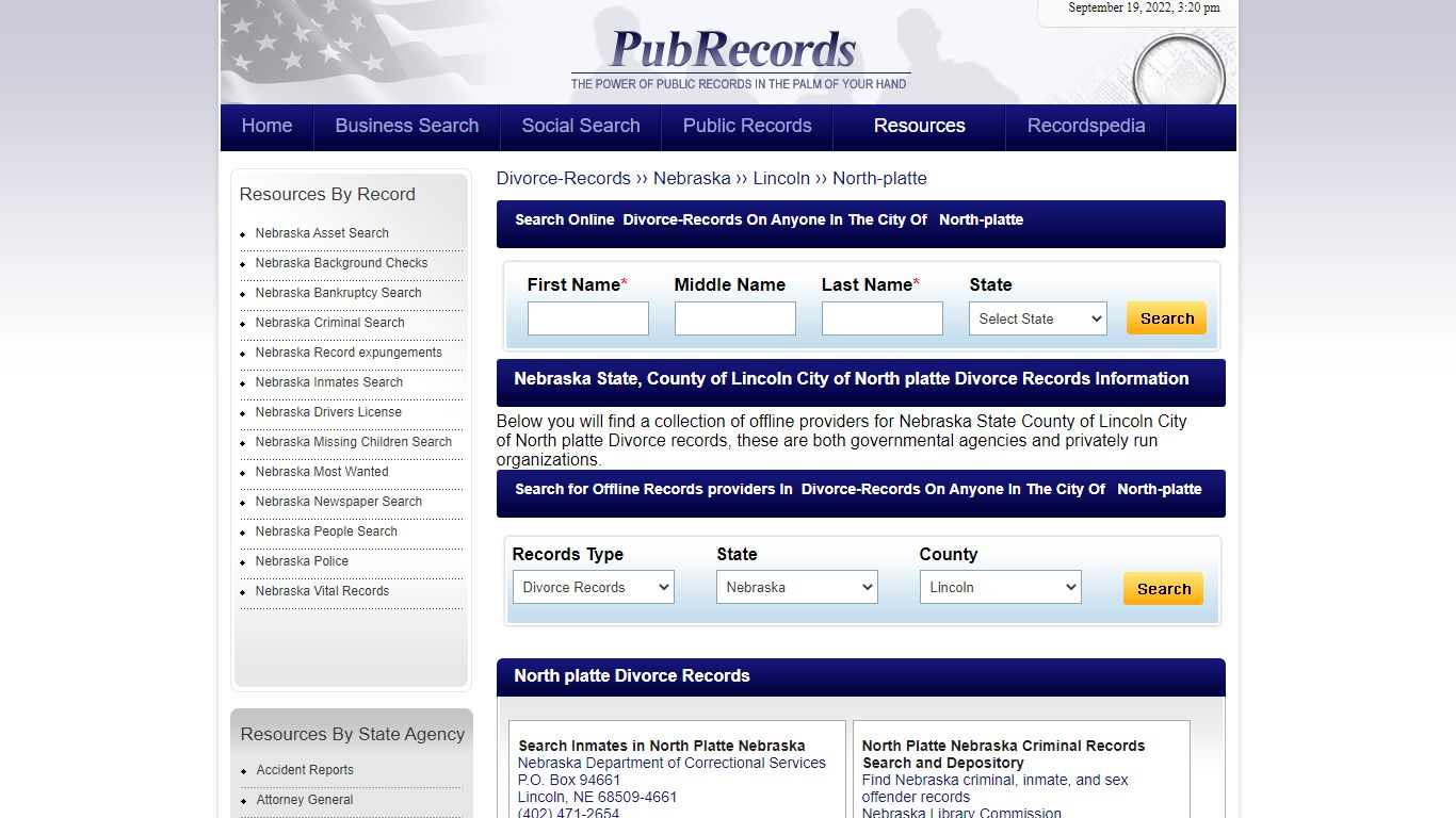 North platte, Lincoln County, Nebraska Divorce Records