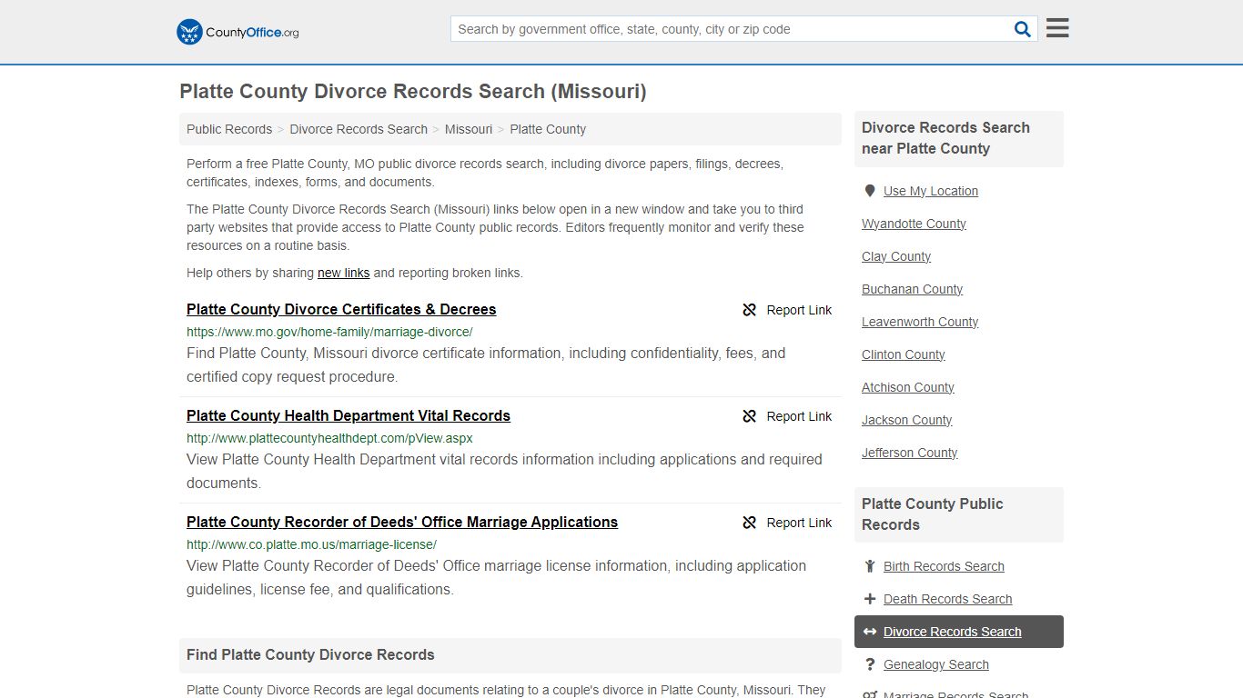 Platte County Divorce Records Search (Missouri) - County Office